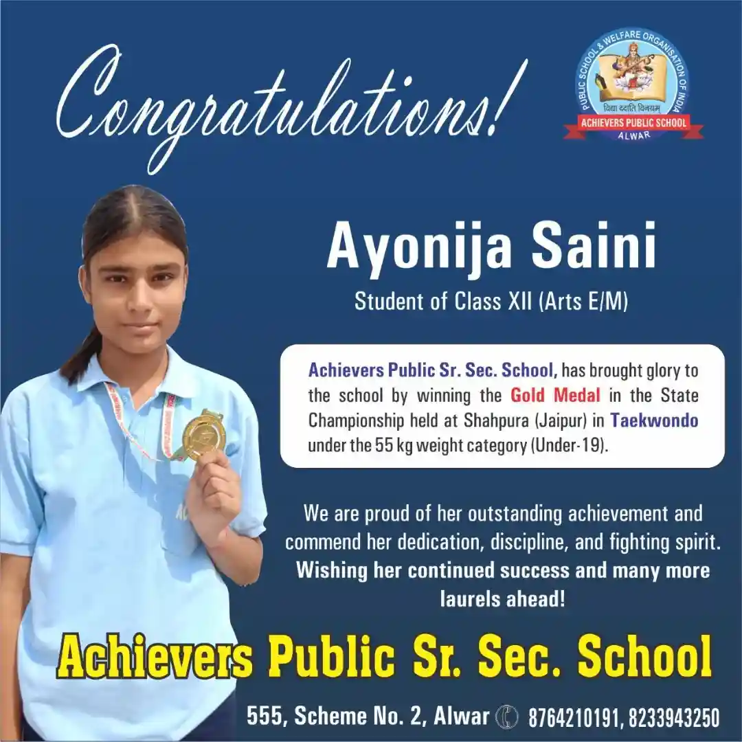 Ayonija Saini State Taekwondo Gold Medalist